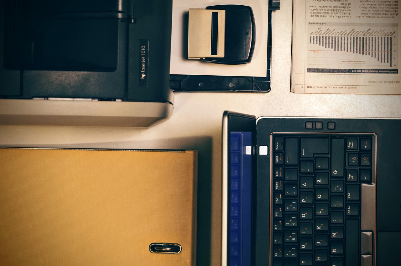laptop and printer office technology